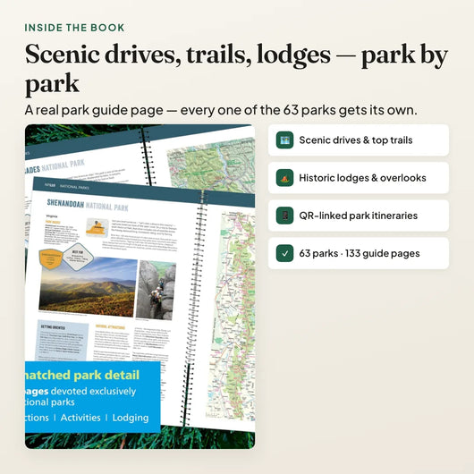 Road Atlas — national park guide with trails, drives, and lodges
