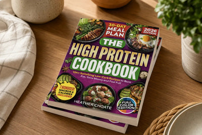 Stacked softcover High Protein Cookbook product shot