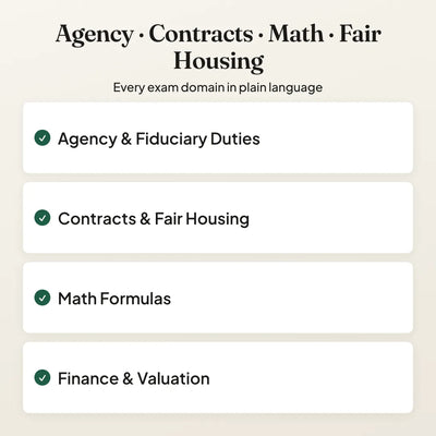 Real Estate Exam Cheat Sheet — what's inside